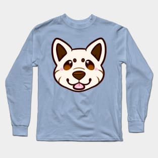 White Shiba Inu Face Long Sleeve T-Shirt